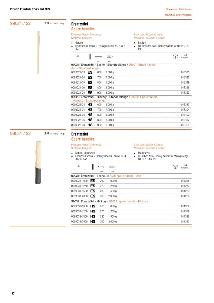 PICARD Catalog hammers NR.: 20873 - Pagina 150