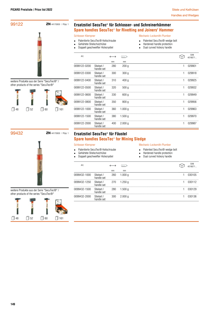 PICARD Catalog hammers NR.: 20873 - Strona 152