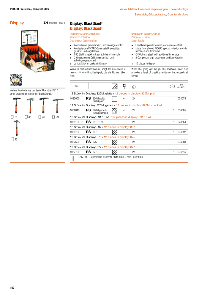 PICARD Catalog hammers NR.: 20873 - Pagina 162