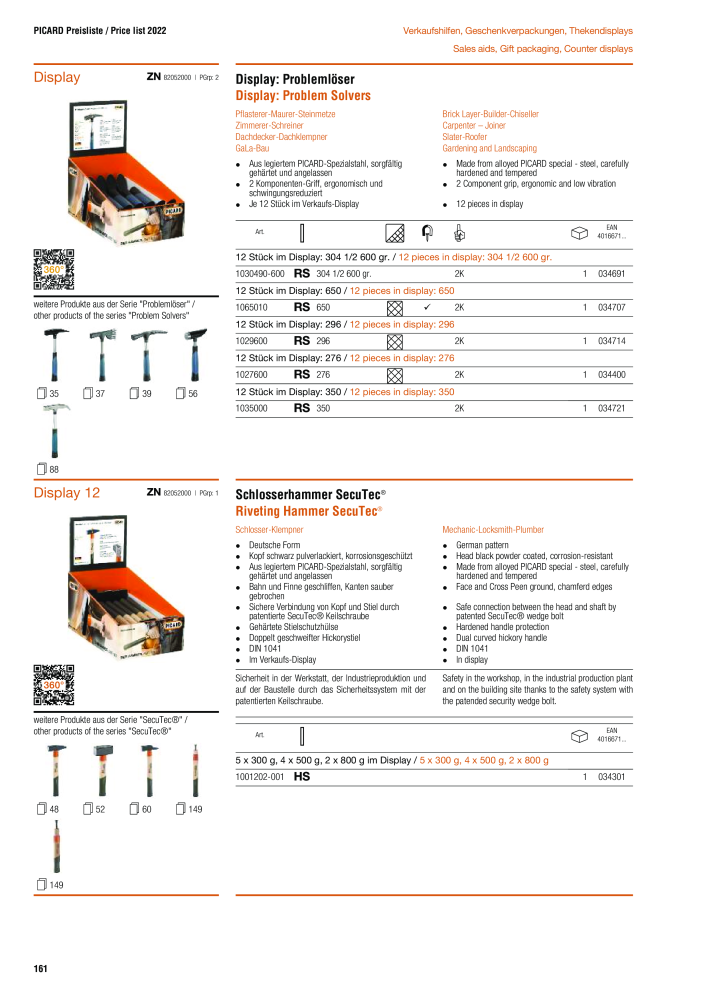 PICARD Catalog hammers NR.: 20873 - Seite 164