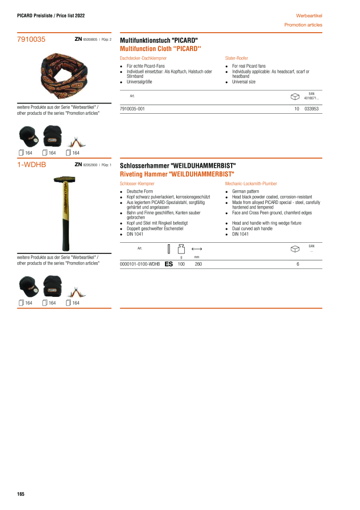 PICARD Catalog hammers NR.: 20873 - Strona 168