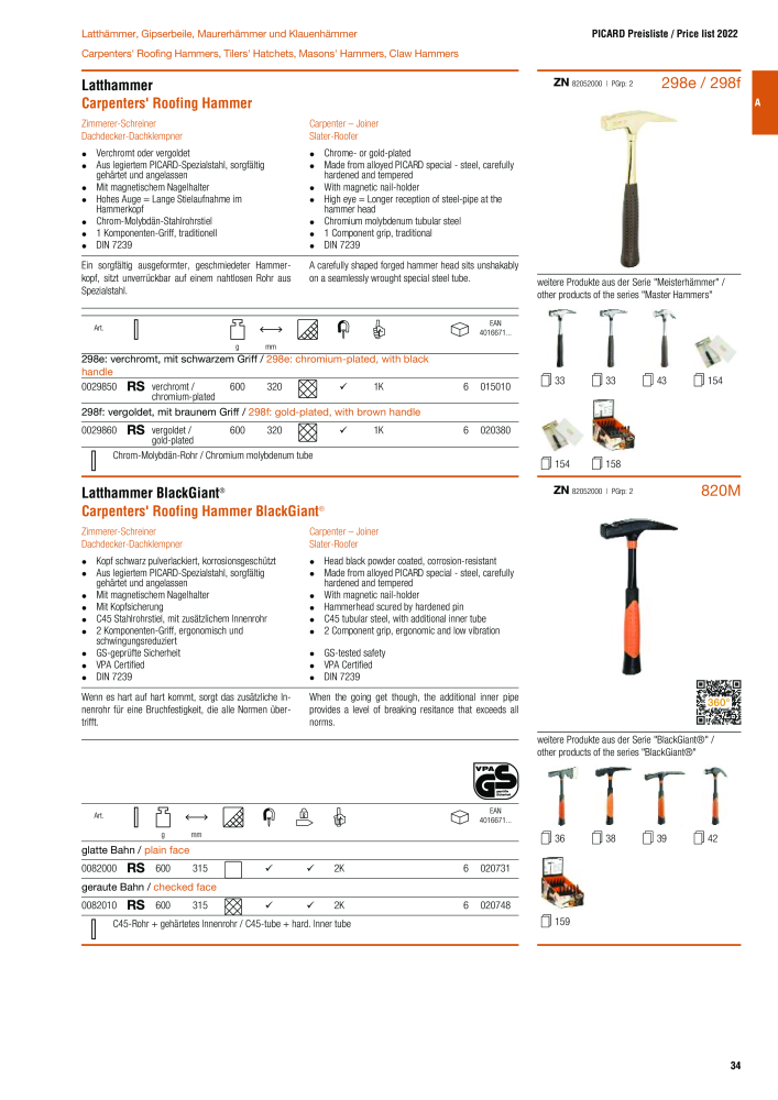 PICARD Catalog hammers NR.: 20873 - Seite 37