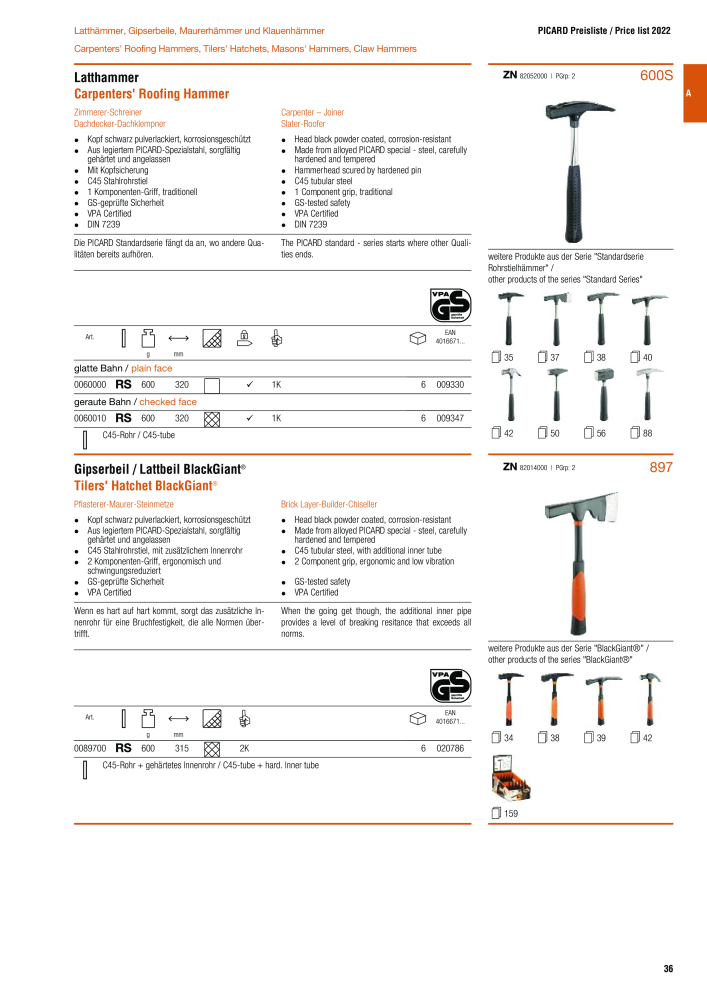 PICARD Catalog hammers NR.: 20873 - Pagina 39