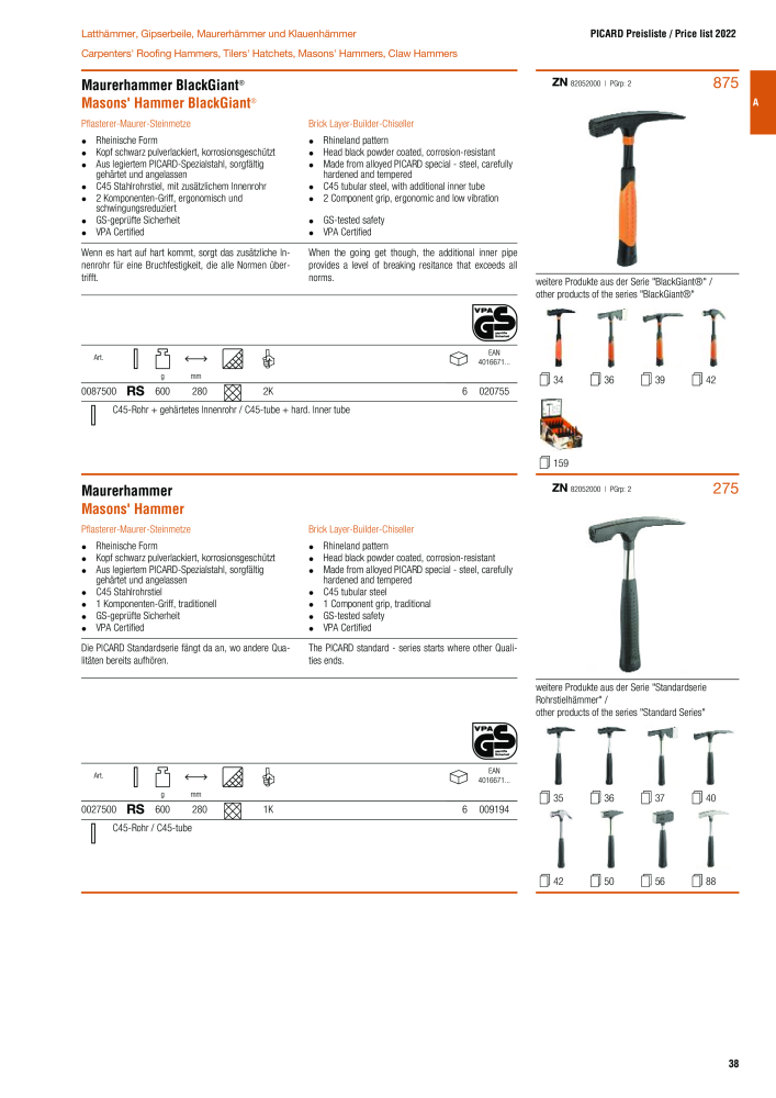 PICARD Catalog hammers NR.: 20873 - Seite 41