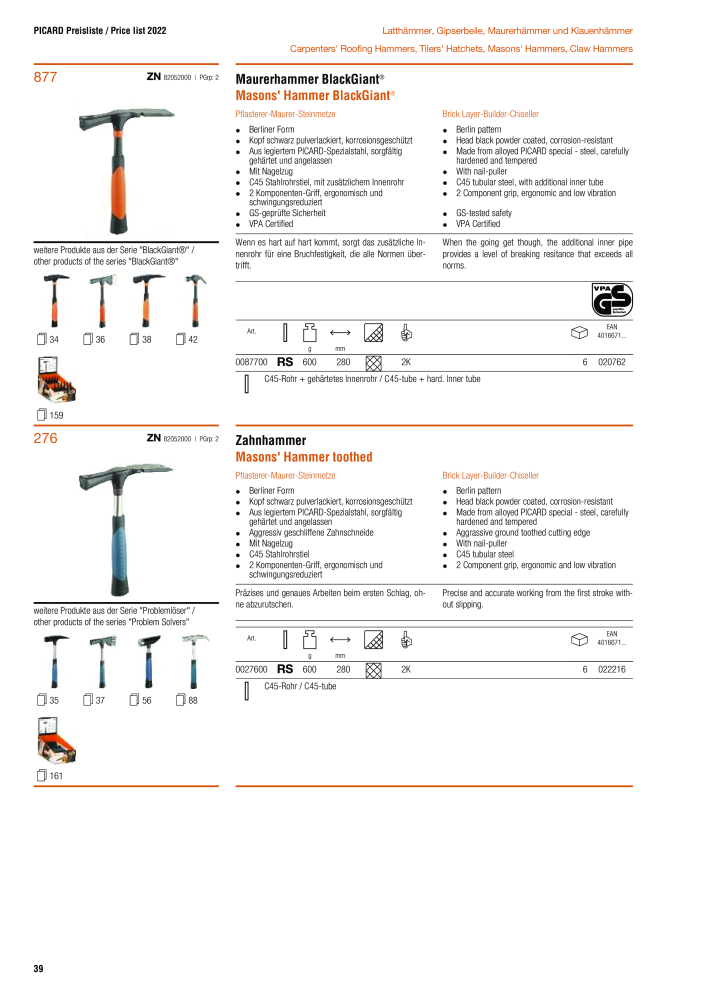 PICARD Catalog hammers NR.: 20873 - Pagina 42