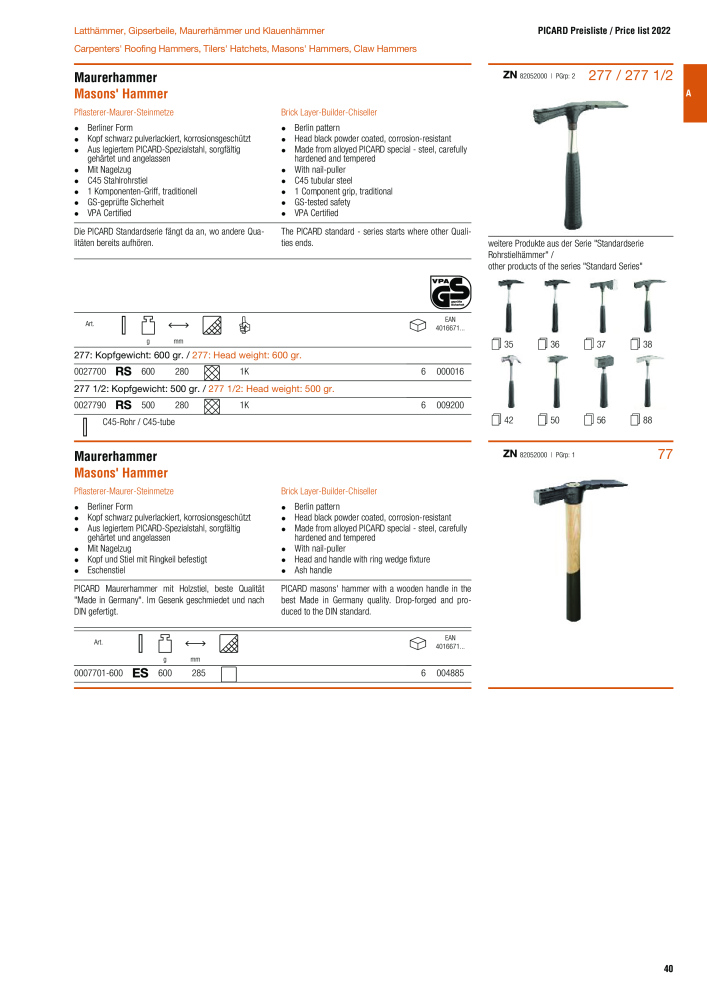 PICARD Catalog hammers NR.: 20873 - Seite 43