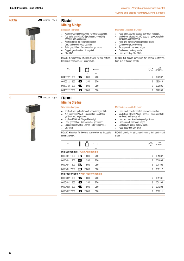 PICARD Catalog hammers NR.: 20873 - Pagina 56