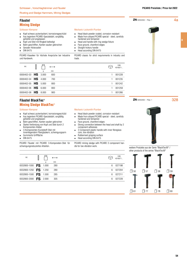 PICARD Catalog hammers NR.: 20873 - Pagina 57