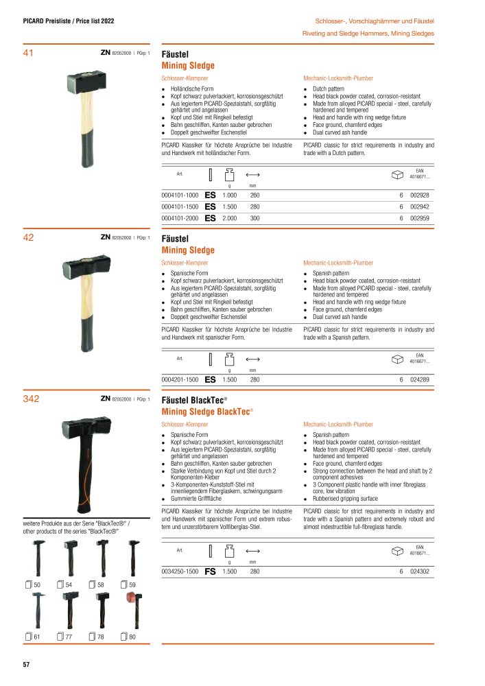 PICARD Catalog hammers NR.: 20873 - Pagina 60