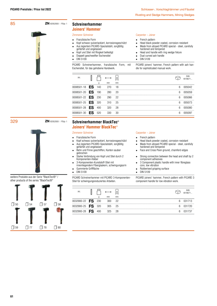 PICARD Catalog hammers NR.: 20873 - Seite 64