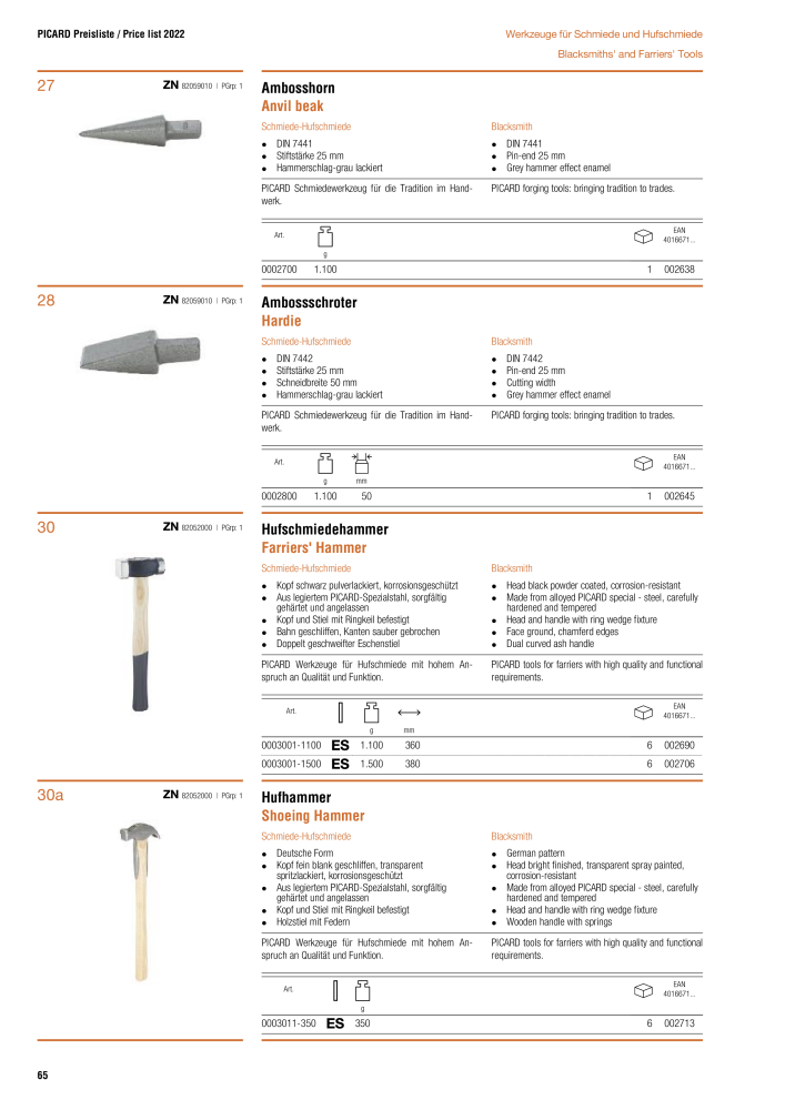 PICARD Catalog hammers NR.: 20873 - Seite 68