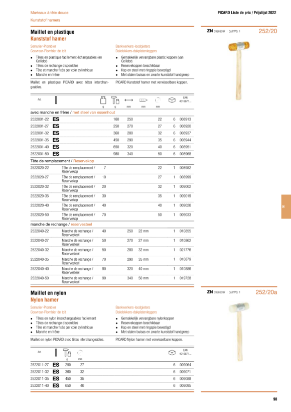 PICARD Ersatzkopf, für Plastikhammer, Ersatzkopf 2522020-35