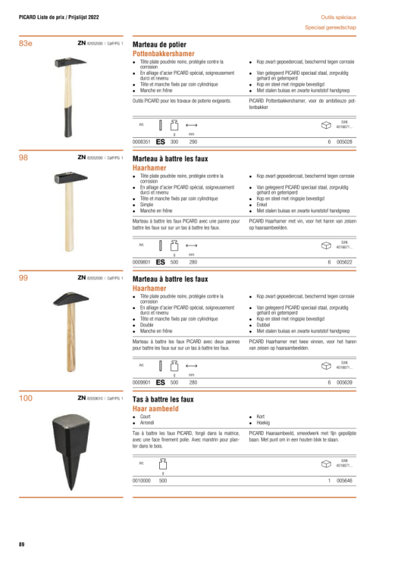 PICARD Klanghammer, für Wagenmeister, mit Schlosserhammerkopf nach DIN 1041, 500 gr., mit Eschenstiel 750 mm, ES 8900010