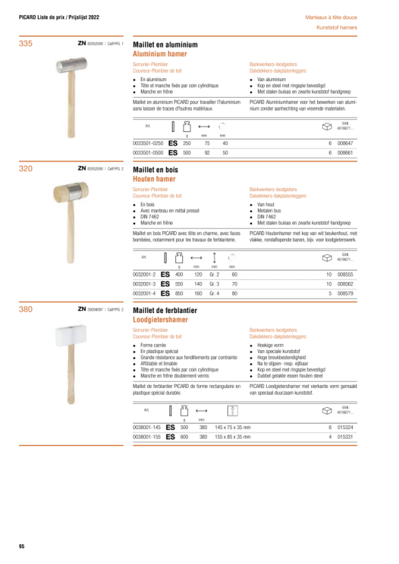 PICARD Spenglerhammer, Eiform, aus Spezialkunststoff, hohe Spannungsrissbeständigkeit, nachschleif- bzw. feilbar, doppelt geschweifter Eschenstiel, ES 420 g 0039501-060