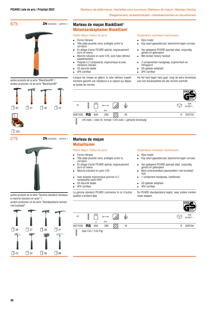 PICARD Catalogus hamers NO.: 20875 - Page 42