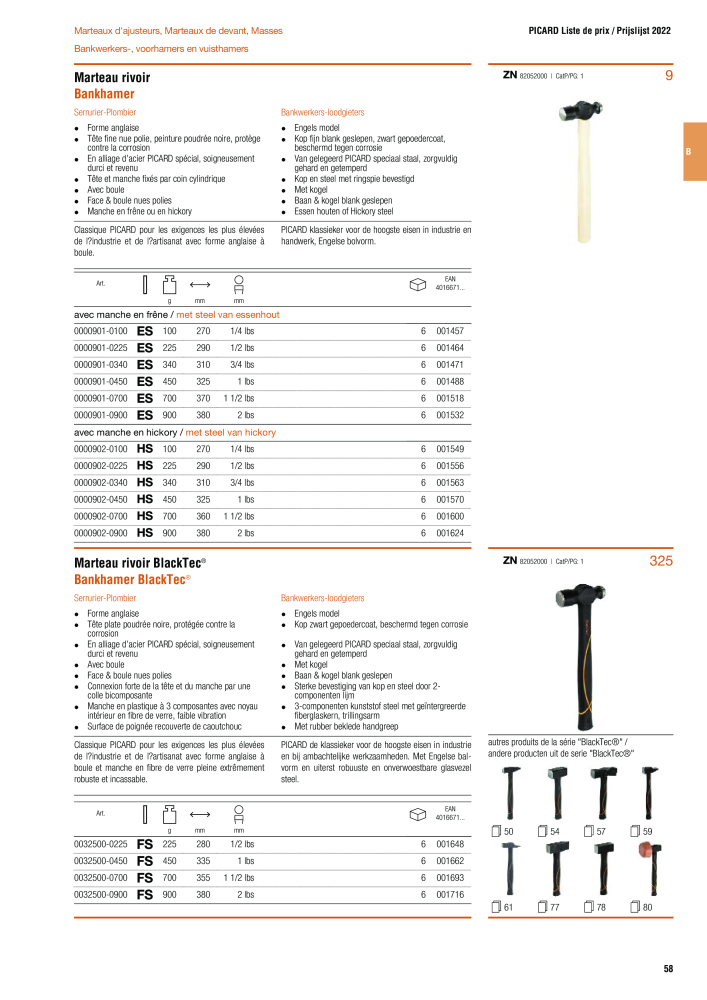 PICARD Catalogus hamers NO.: 20875 - Page 61