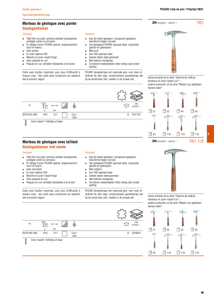 PICARD Catalogus hamers NO.: 20875 - Page 89