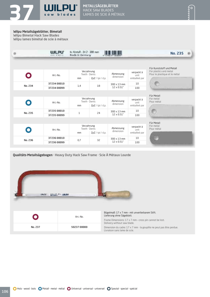 WILPU Hauptkatalog Stichsägen NR.: 2088 - Seite 106