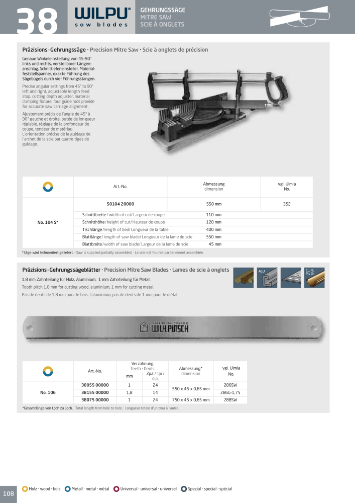 WILPU Hauptkatalog Stichsägen NR.: 2088 - Seite 108