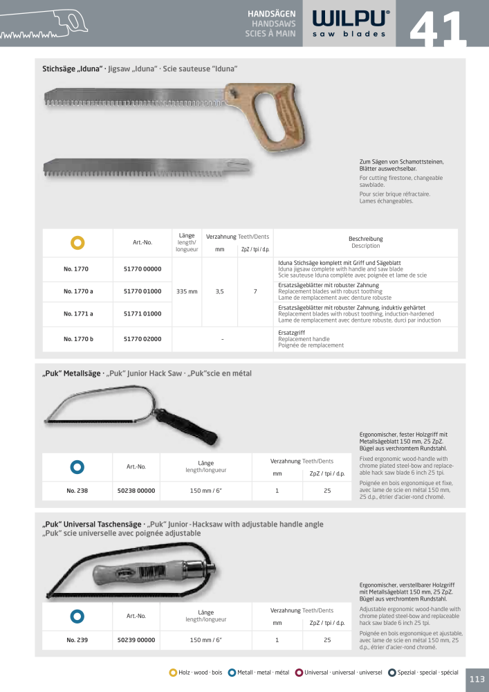 WILPU Hauptkatalog Stichsägen NR.: 2088 - Seite 113