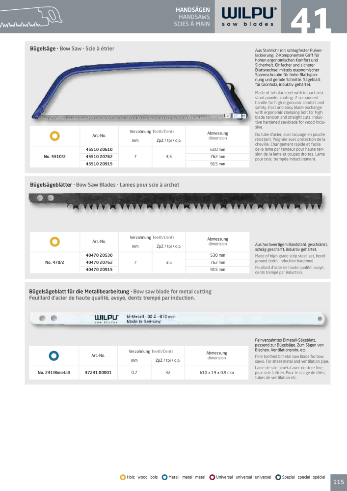 WILPU Hauptkatalog Stichsägen NR.: 2088 - Seite 115