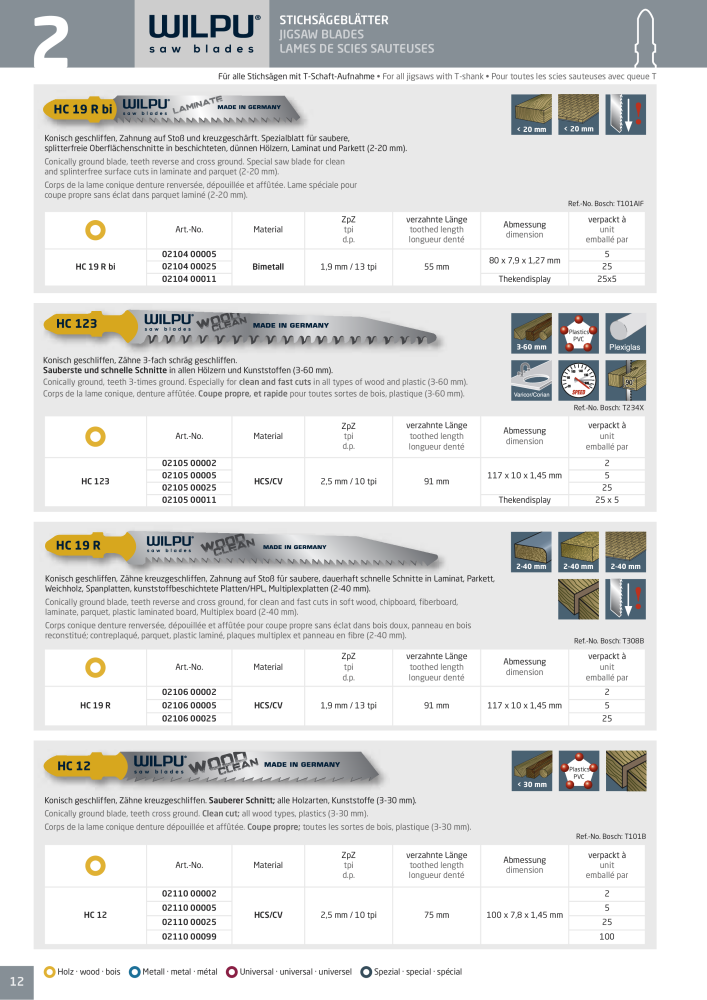 WILPU Hauptkatalog Stichsägen NR.: 2088 - Seite 12