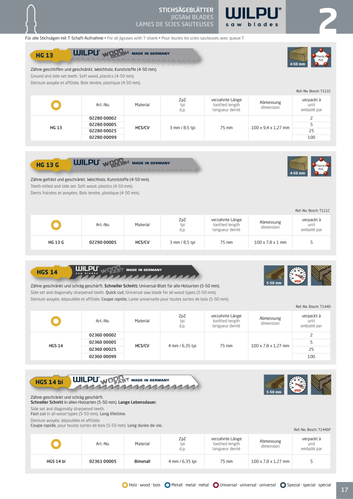 WILPU Hauptkatalog Stichsägen NR.: 2088 - Seite 17
