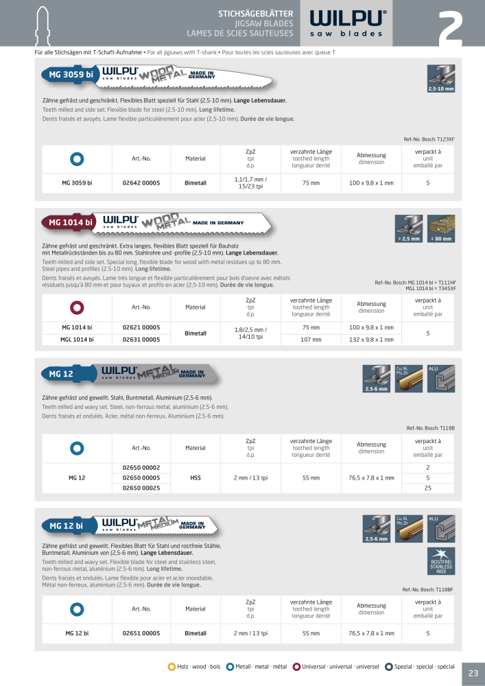 WILPU Hauptkatalog Stichsägen NR.: 2088 - Seite 23