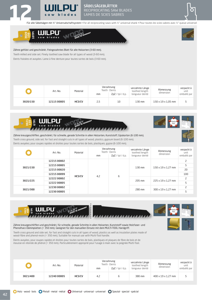 WILPU Hauptkatalog Stichsägen NR.: 2088 - Seite 42