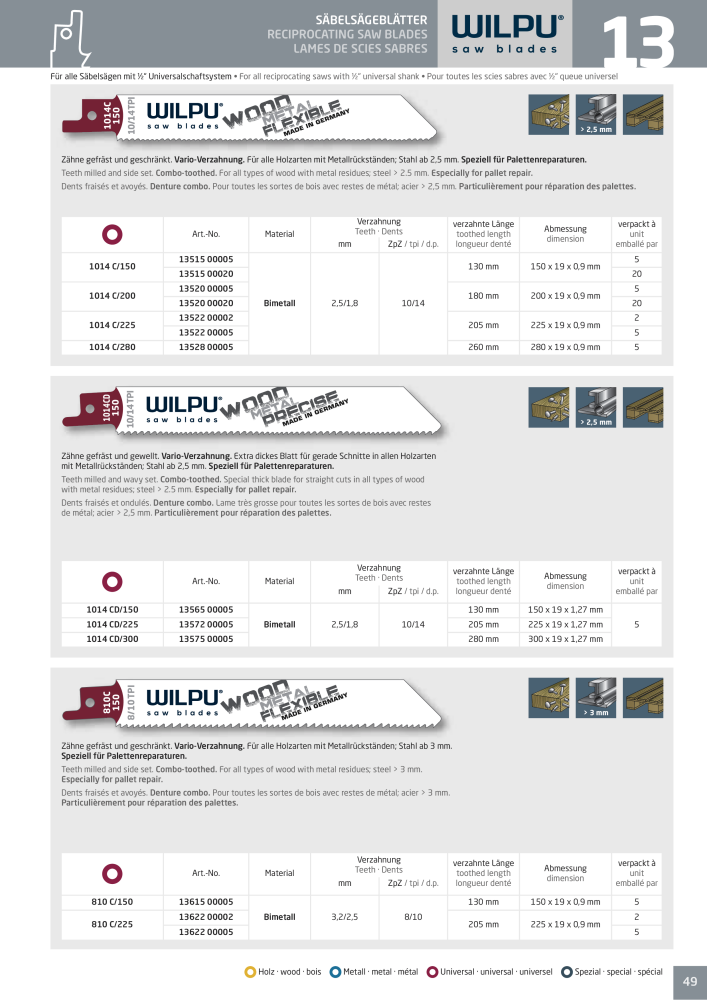 WILPU Hauptkatalog Stichsägen NR.: 2088 - Seite 49