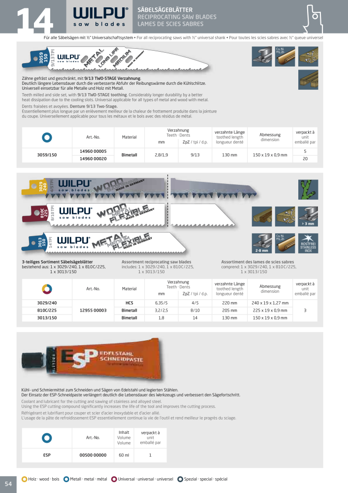 WILPU Hauptkatalog Stichsägen NR.: 2088 - Seite 54