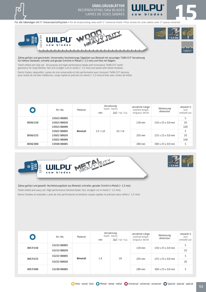 WILPU Hauptkatalog Stichsägen NR.: 2088 - Seite 55