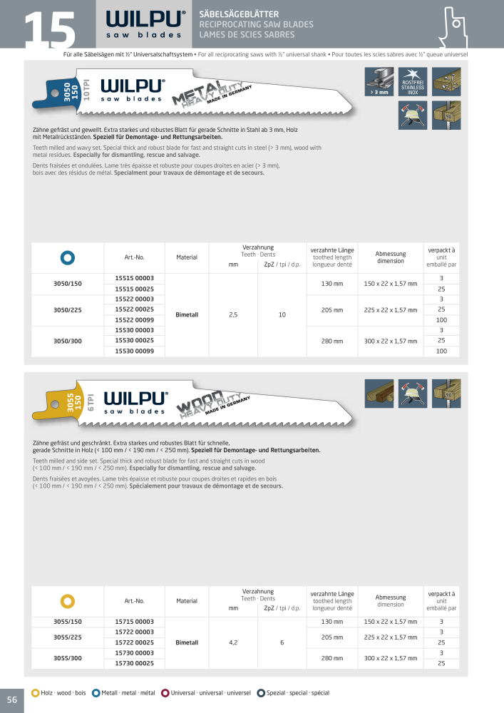 WILPU Hauptkatalog Stichsägen NR.: 2088 - Seite 56