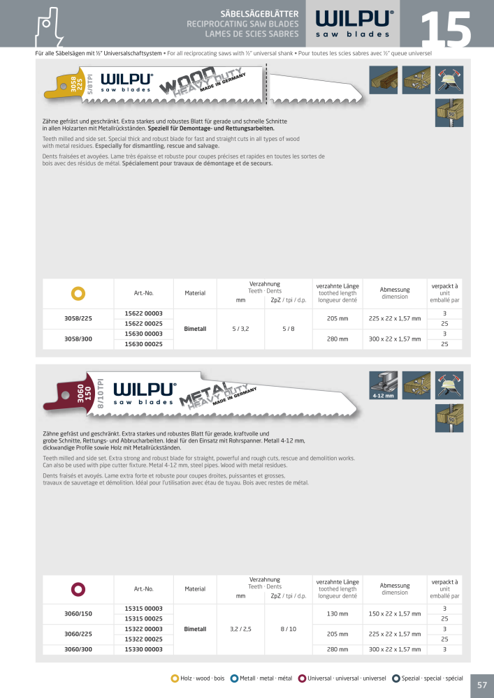 WILPU Hauptkatalog Stichsägen NR.: 2088 - Seite 57