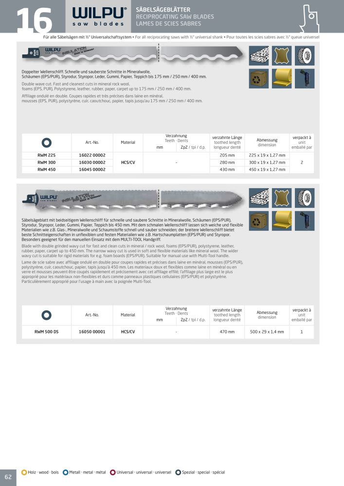 WILPU Hauptkatalog Stichsägen NR.: 2088 - Seite 62