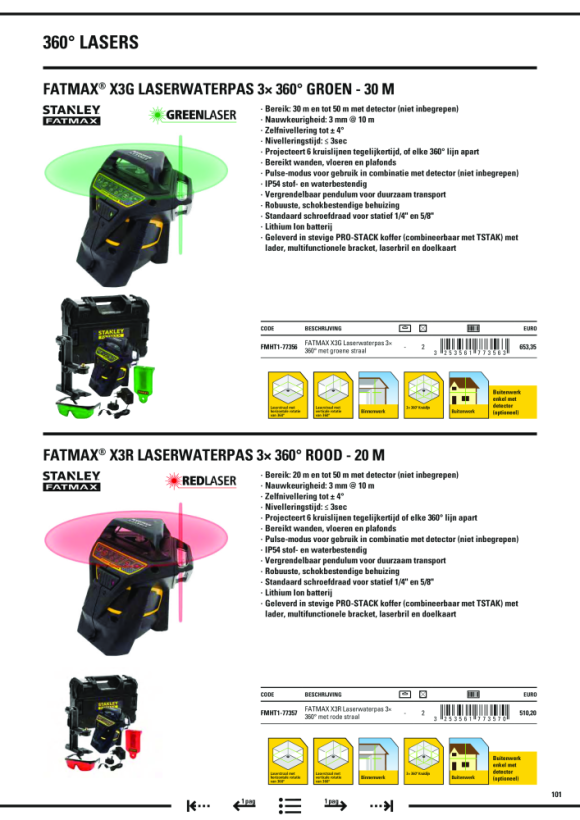 Stanley Linienlaser FatMax X3R 360 Grad 20m rot FMHT1-77357