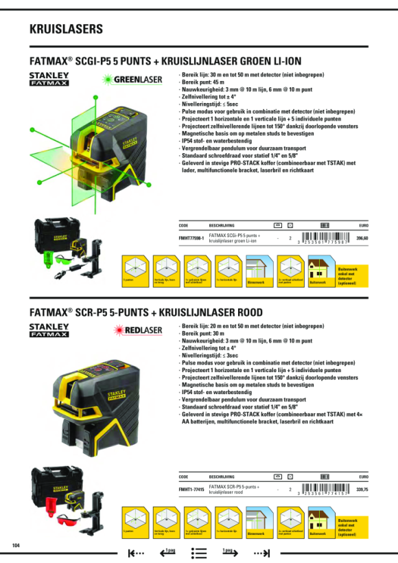 Stanley Kreuzlinien- u. 5Punktlaser FatMax rot FMHT1-77415