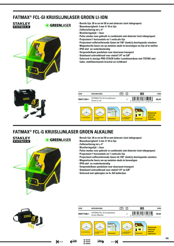 Stanley Kreuzlinien- u. 5Punktlaser FatMax rot FMHT1-77415