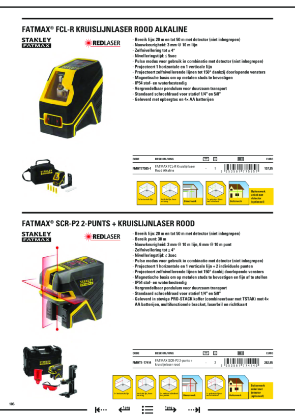 Stanley Kreuzlinien- u. 2Punktlaser FatMax rot FMHT1-77414