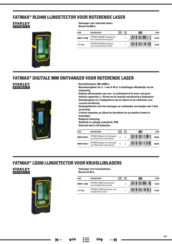 Stanley Empfaenger RLD400 f. Rotationslaser 300m 1-77-133