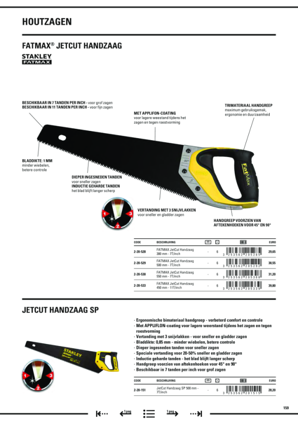 Stanley Handsaege FatMax Gen2 Appliflon 550mm 2-20-530