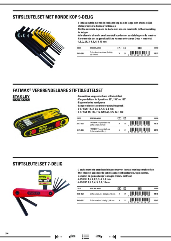 Stanley Stiftschluessel-Set metrisch 8-tlg 0-97-552