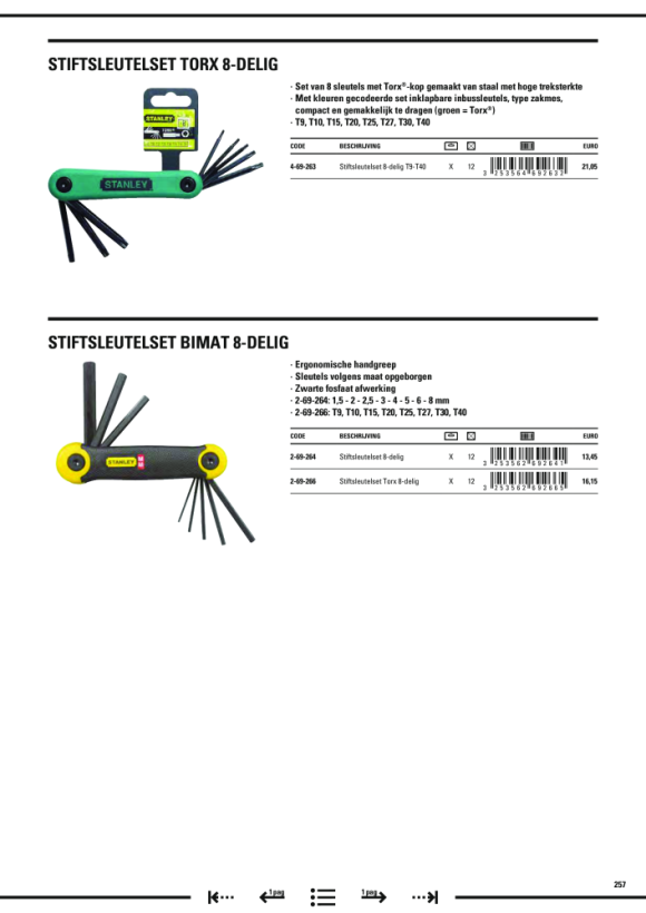 Stanley Stiftschluessel-Set metrisch 8-tlg 0-97-552