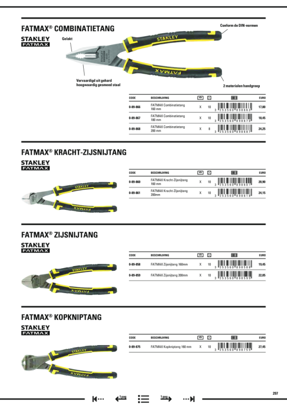 Stanley Kombinationszange FatMax, 180mm 0-89-867