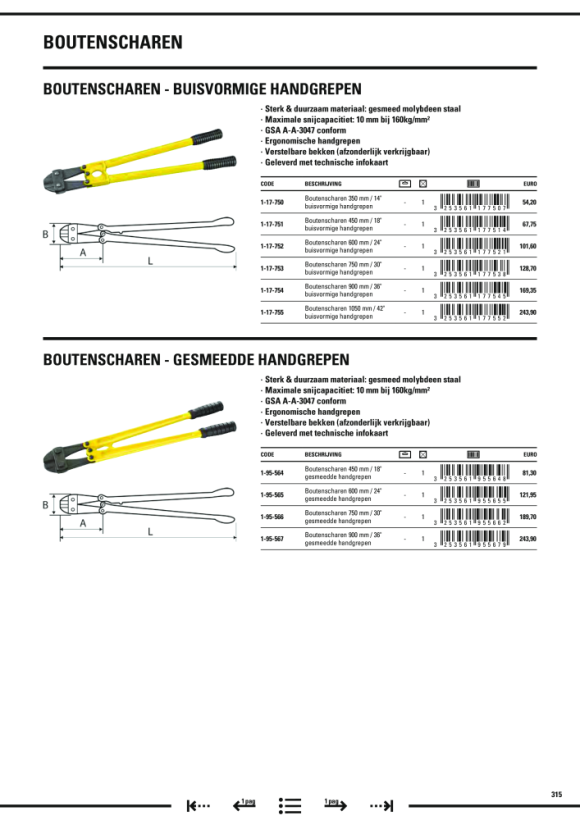 Stanley Bolzenschneider geschmiedet, 450 mm 1-95-564