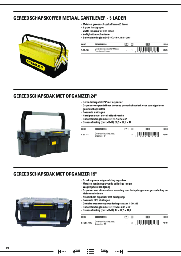 Stanley Werkzeugbox Kunststoff mit Schublade 1-70-316