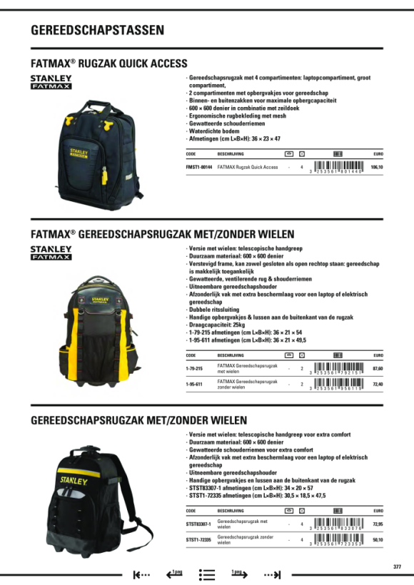 Stanley Werkzeugrucksack FatMax mit Trolley 1-79-215