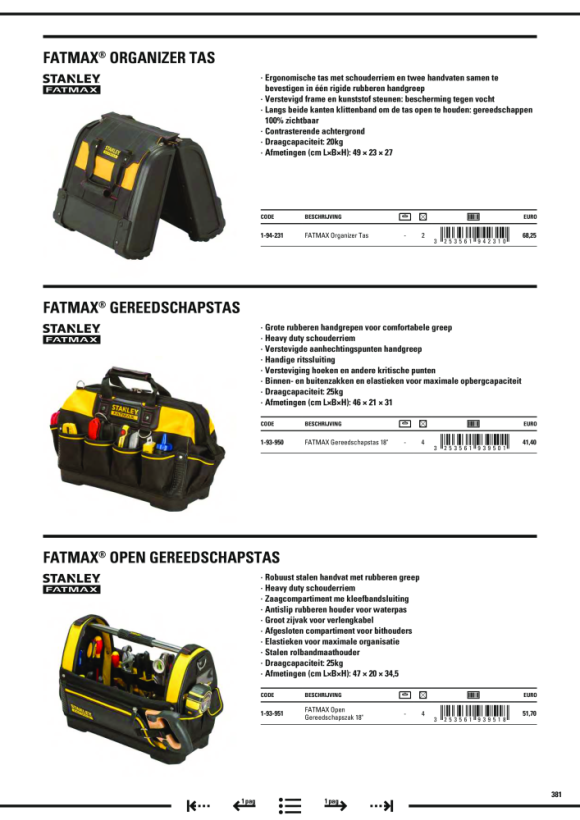 Stanley Werkzeugtasche FatMax Nylon 49cm 1-93-950