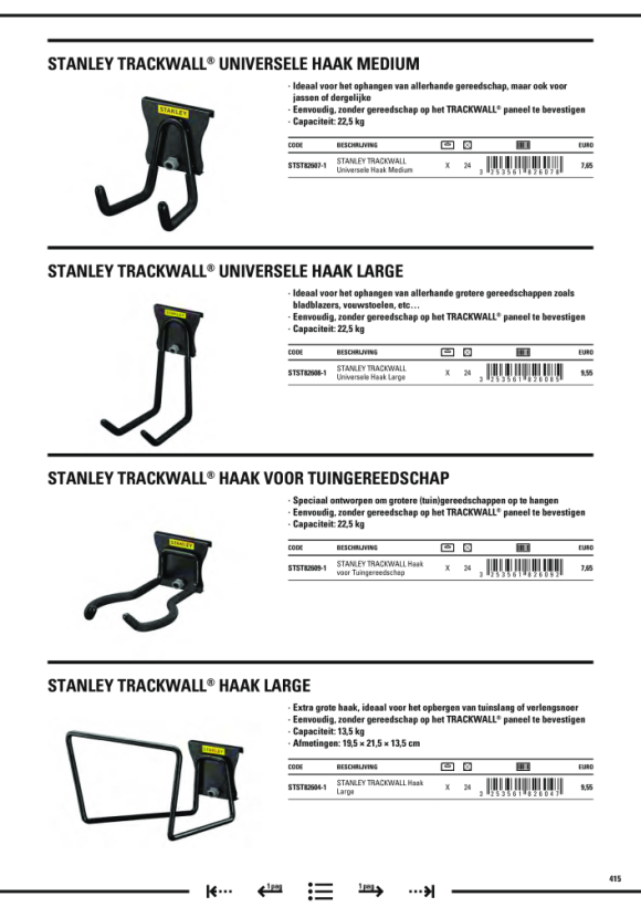 Stanley Trackwalls Haken für Elektrowerkzeug STST82609-1