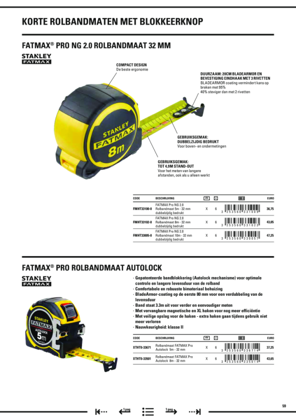 Stanley Bandmaß FatMax PRO Autolock 5m/32mm XTHT0-33671